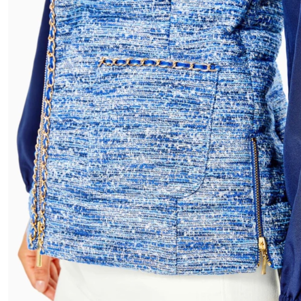 LAST CHANCE NWT Lilly Pulitzer Noella Vest in Blue Thistle Resort Boucle